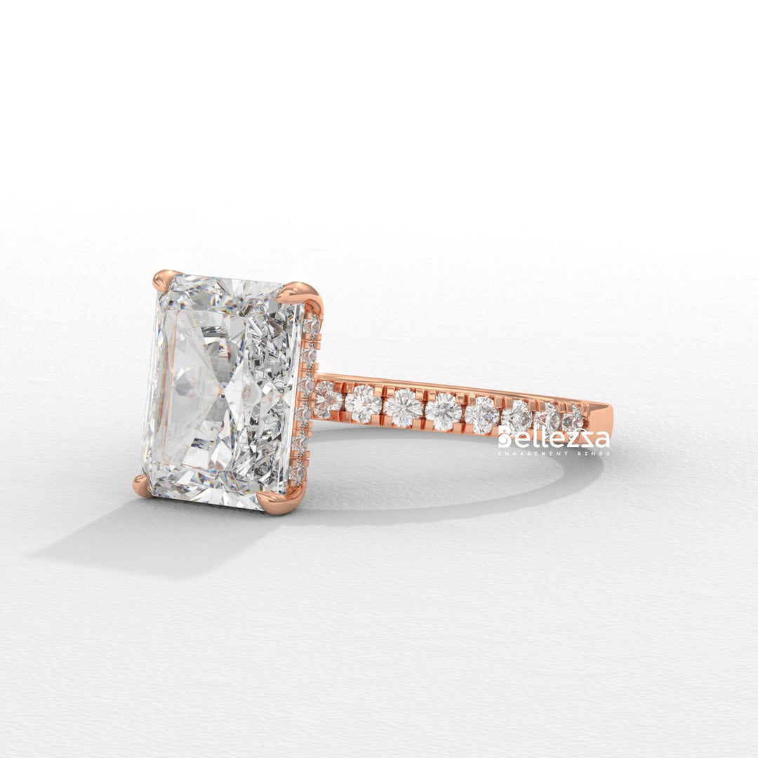 2.50-3.50CT Radiant Diamond Hidden Halo Lab Grown Engagement Ring