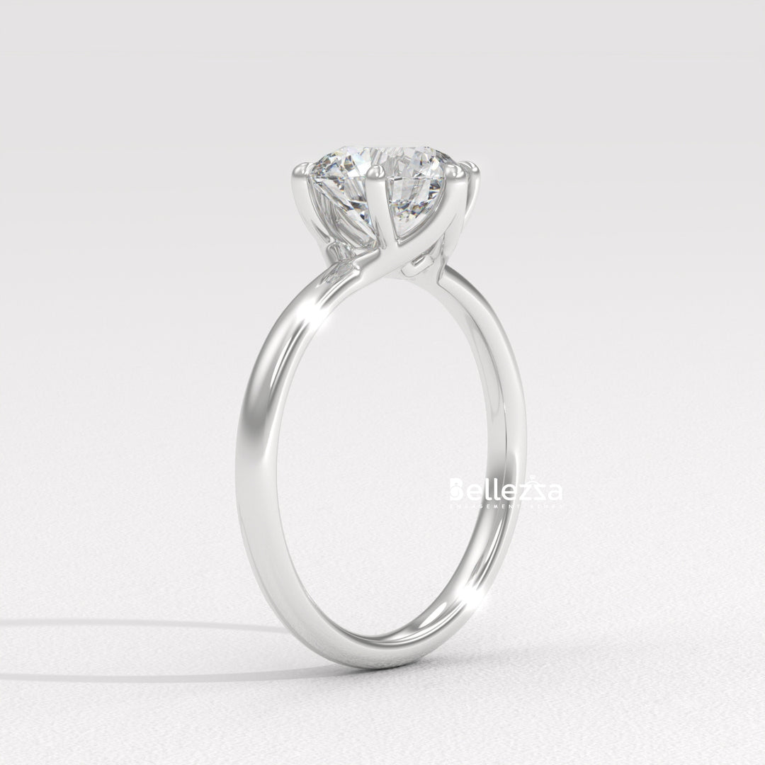 1.0-2.0CT Round Diamond Solitaire Lab Grown Engagement Ring