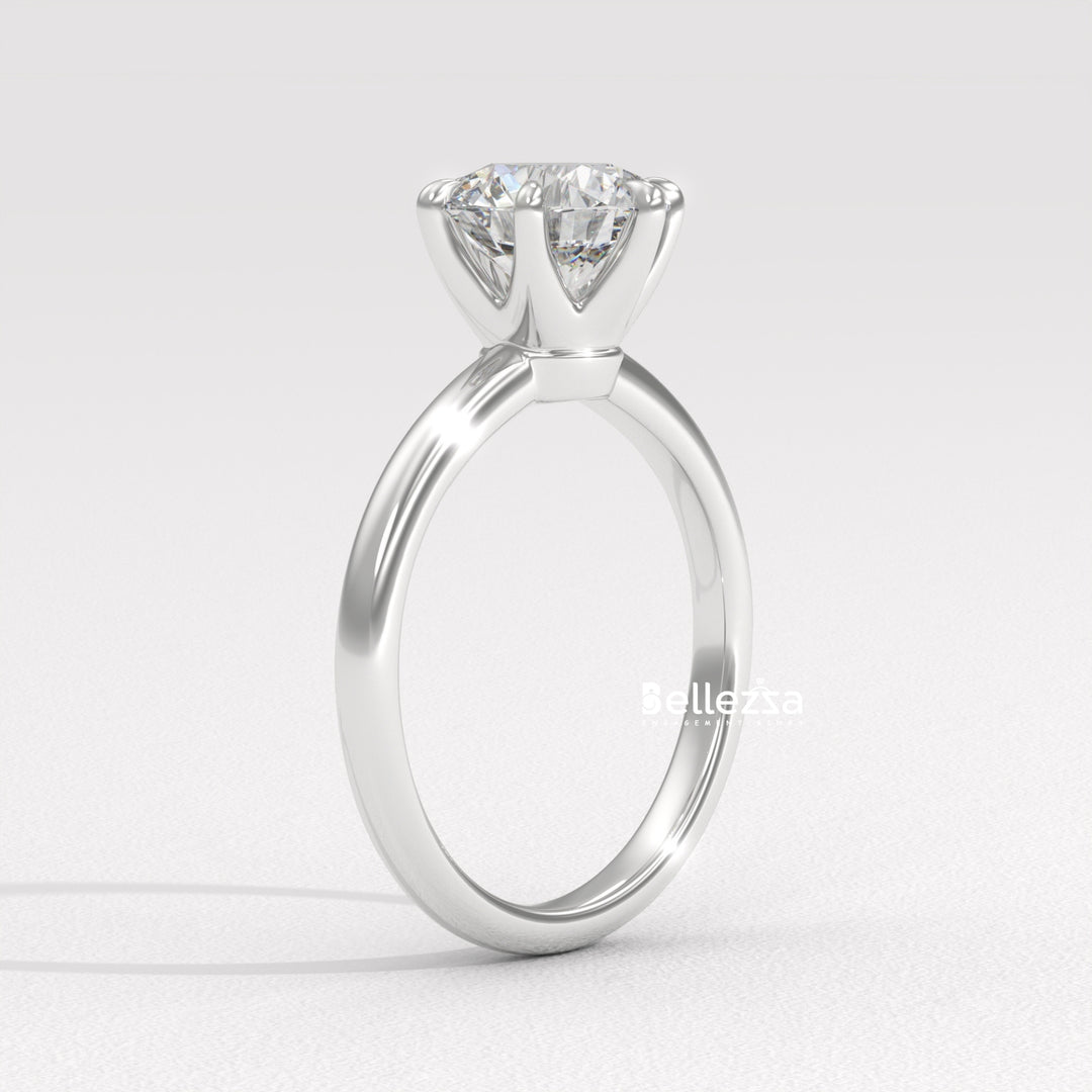 1.0-2.0CT Round Diamond Solitaire Setting Lab Grown Engagement Ring
