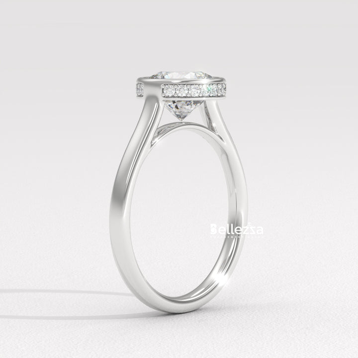 1.50-2.50CT Round Diamond Bezel Setting Lab Grown Engagement Ring