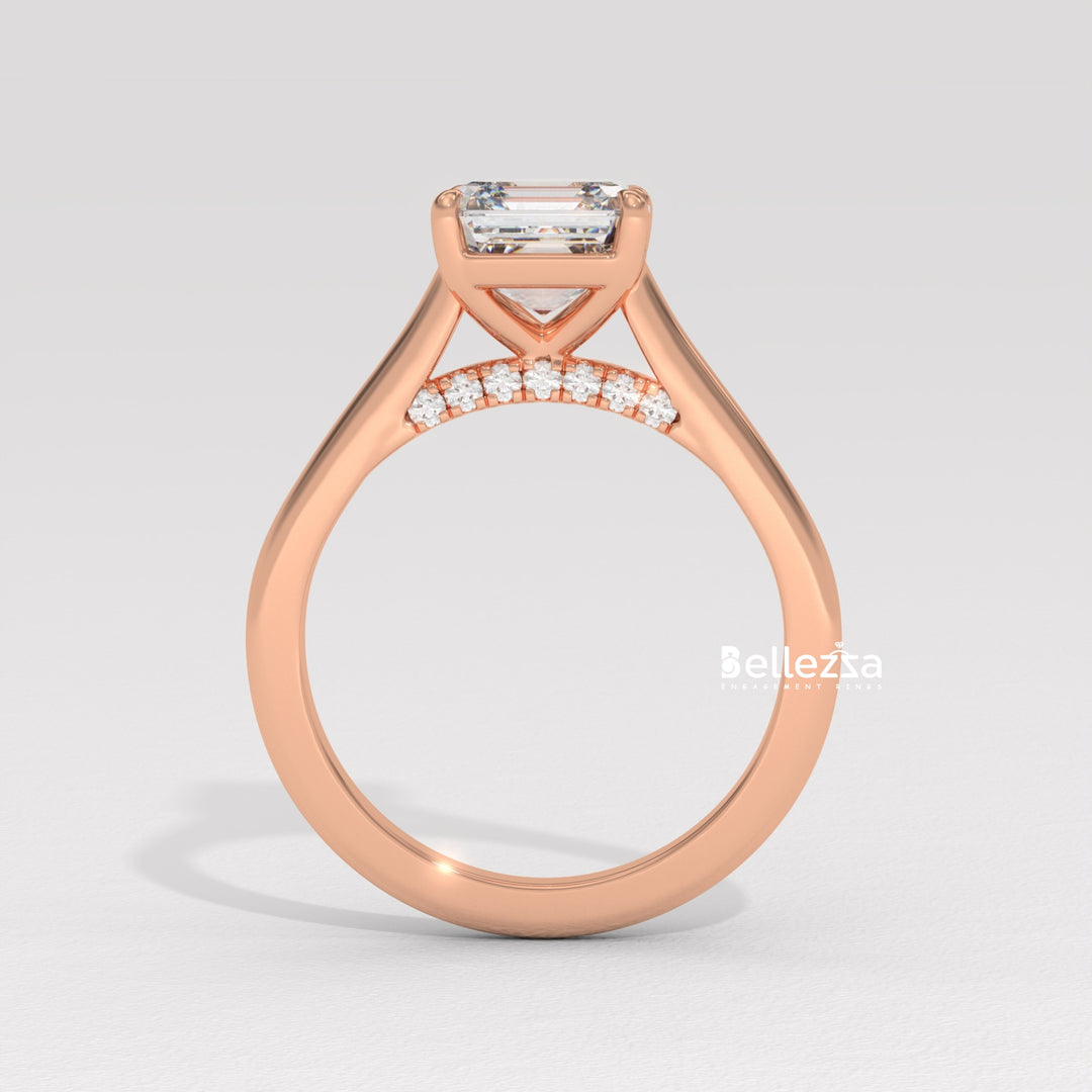 1.0-2.0CT Asscher Cut Solitaire CVD Diamond Engagement Ring