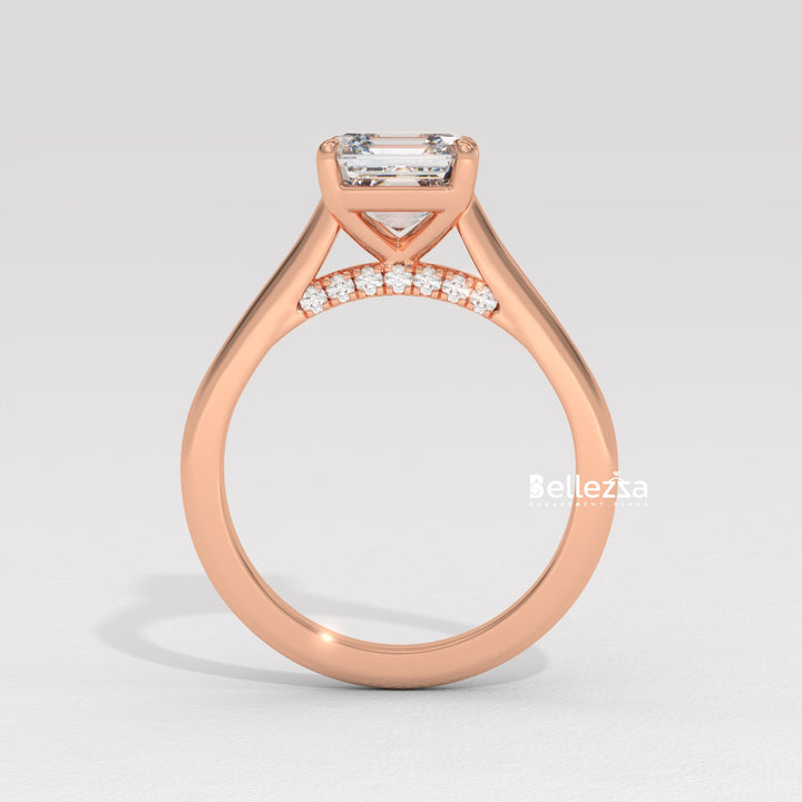 1.0-2.0CT Asscher Cut Solitaire CVD Diamond Engagement Ring
