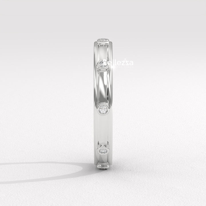 Round Diamond Unique Distance Statment Lab Grown Wedding Band