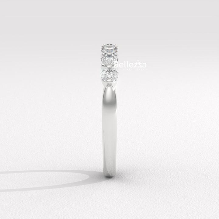 Round Diamond Half Eternity Pave Setting Lab Grown Wedding Band