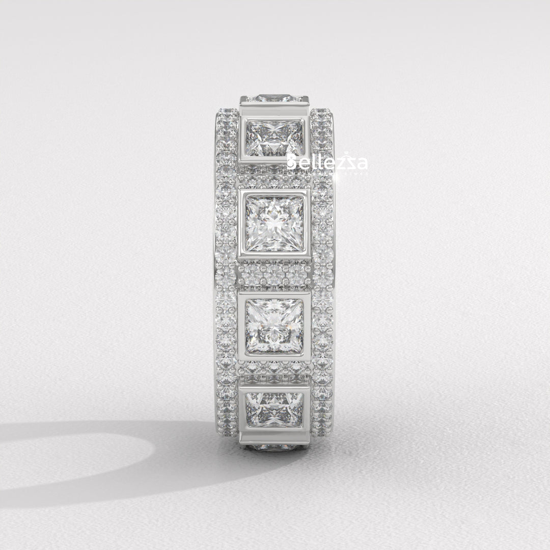 Princess & Round Diamond Eternity Lab Grown Wedding Band
