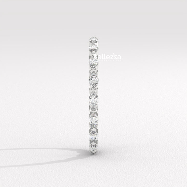 East-West Marquise Diamond Eternity Lab Grown Wedding Band