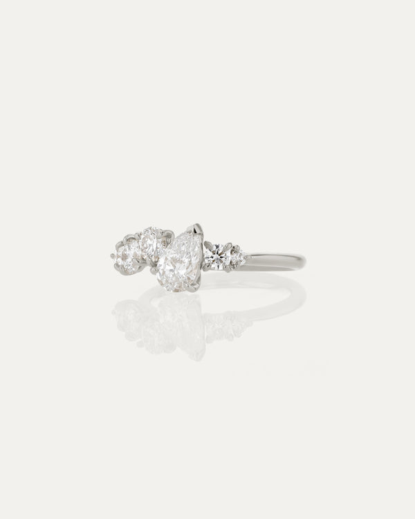 0.70 CT Round & Pear  Lab Grown Diamond Unique Style Engagement Ring