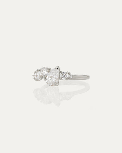 0.70 CT Round & Pear  Lab Grown Diamond Unique Style Engagement Ring