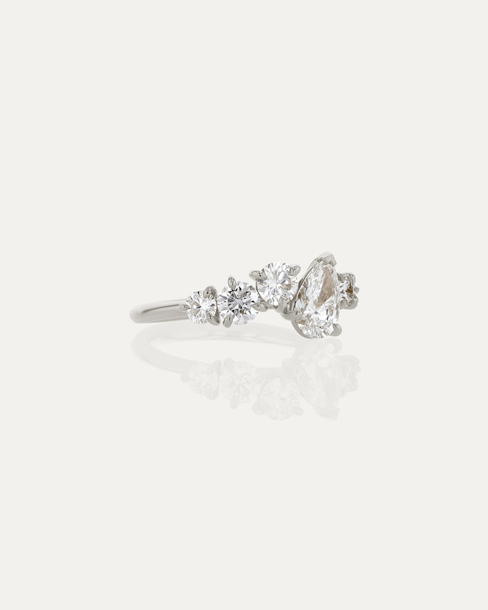 0.70 CT Round & Pear  Lab Grown Diamond Unique Style Engagement Ring