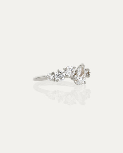 0.70 CT Round & Pear  Lab Grown Diamond Unique Style Engagement Ring