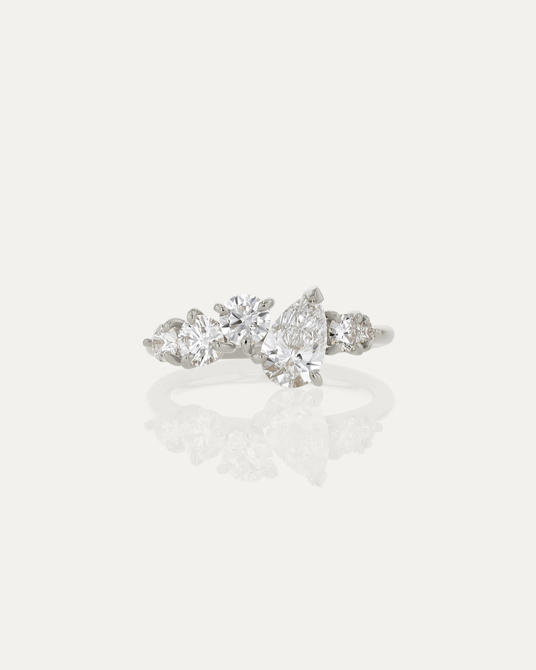 0.70 CT Round & Pear  Lab Grown Diamond Unique Style Engagement Ring