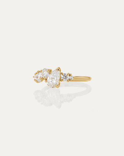 0.70 CT Round & Pear  Lab Grown Diamond Unique Style Engagement Ring