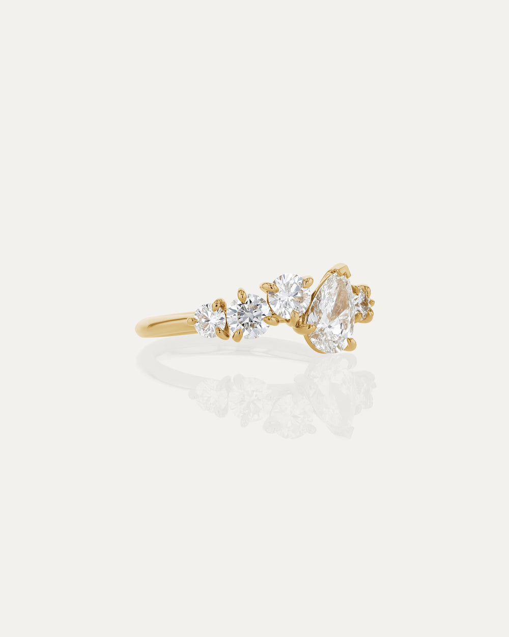 0.70 CT Round & Pear  Lab Grown Diamond Unique Style Engagement Ring