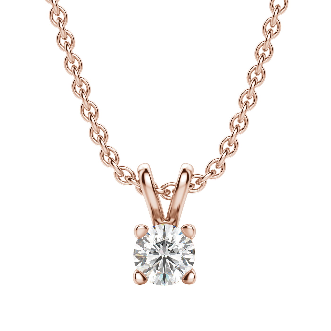 0.25-1.0 CT Round Solitaire F/VS Lab Grown Diamond Necklace