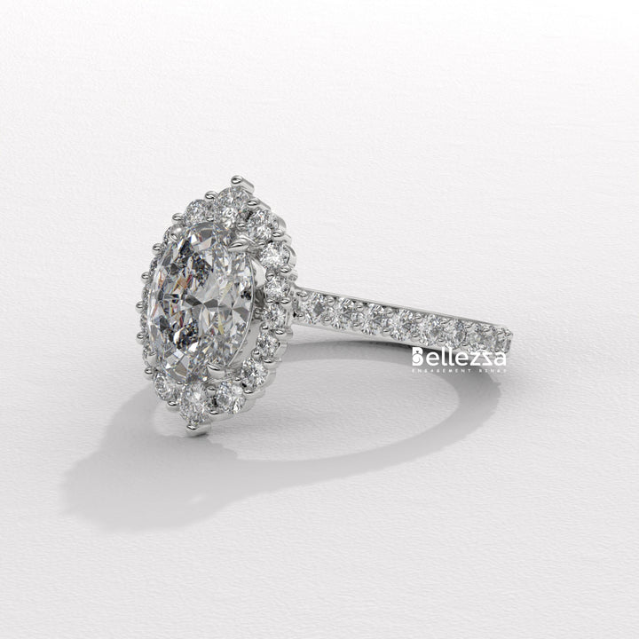 1.50-2.50CT Oval Cut Lab Grown Diamond Cluster Setting Engagement Ring
