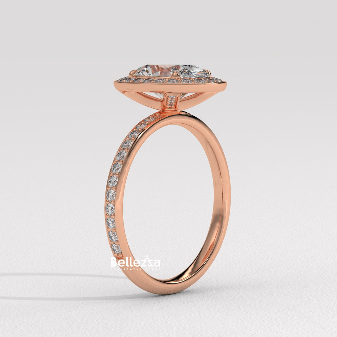 1.50-2.50CT Oval Cut CVD Diamond Halo Setting Engagement Ring