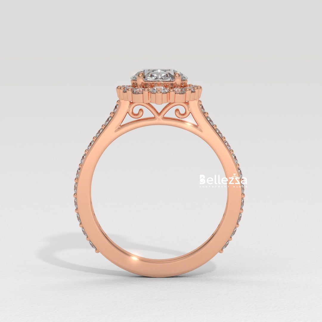 1.50-2.50CT Oval Cut Lab Grown Diamond Cluster Setting Engagement Ring