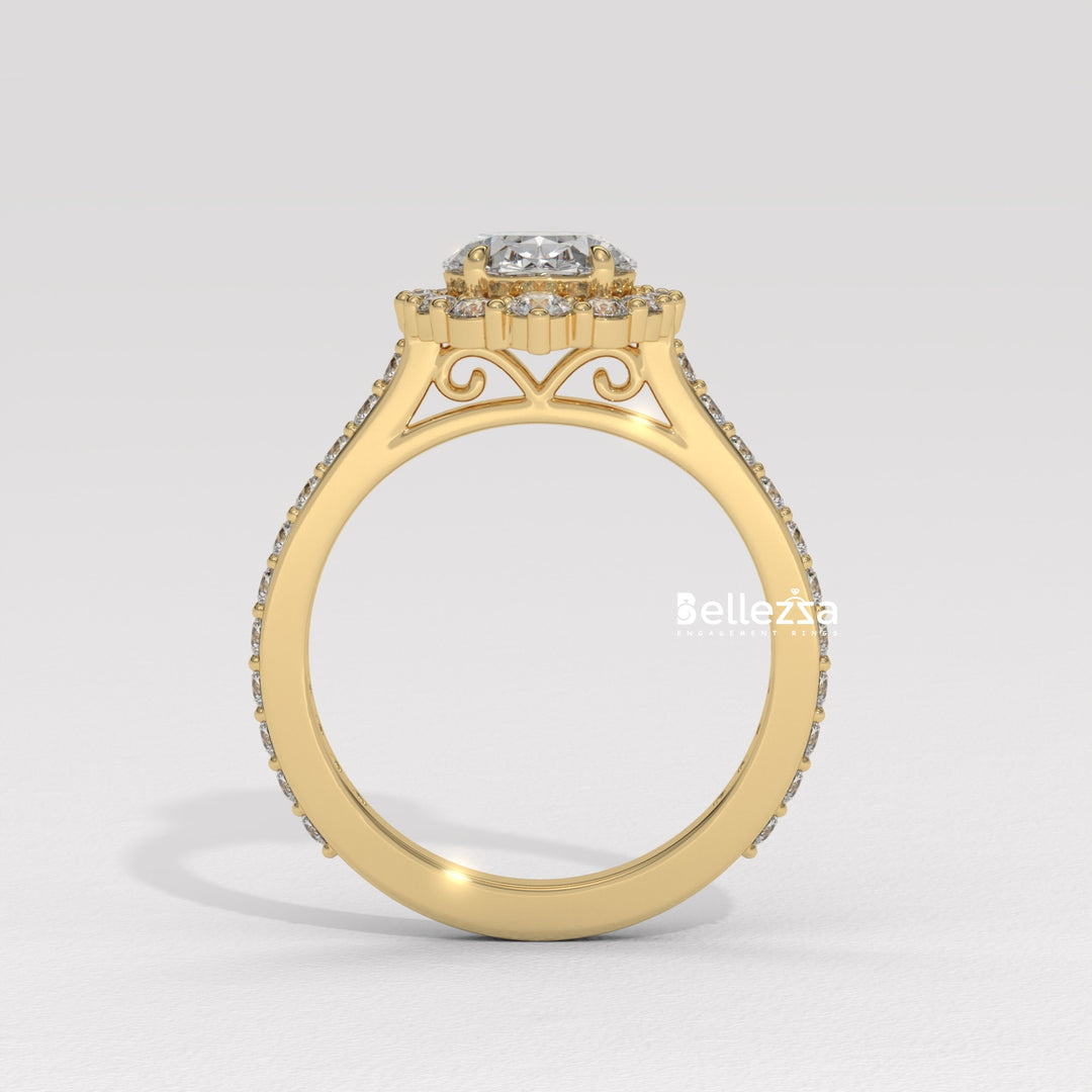 1.50-2.50CT Oval Cut Lab Grown Diamond Cluster Setting Engagement Ring