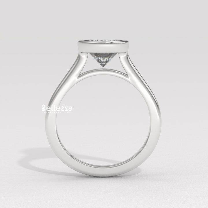 1.0-2.0CT Oval Diamond Bezel Setting Solitaire Lab Grown Engagement Ring