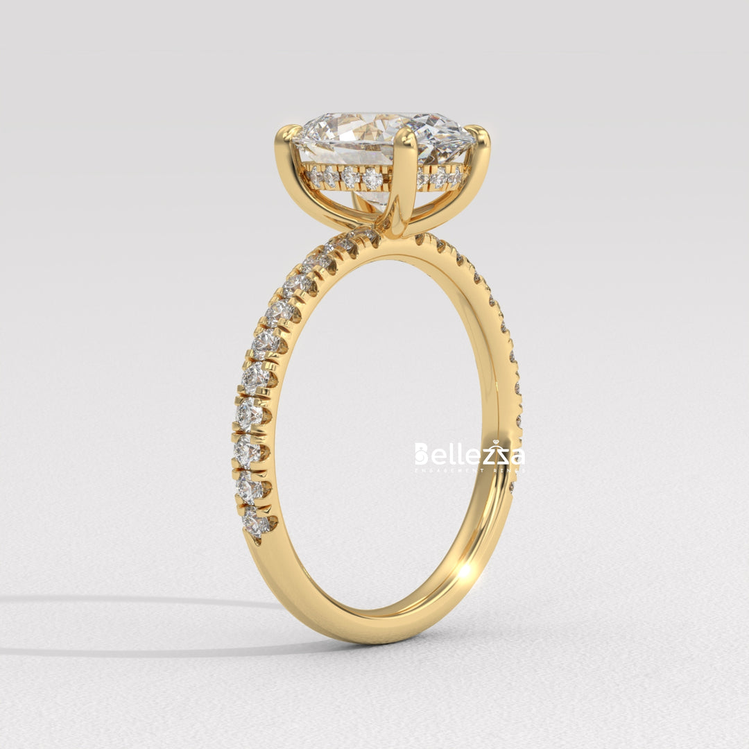 2.0-3.0CT Oval Diamond Pave Setting Lab Grown Engagement Ring