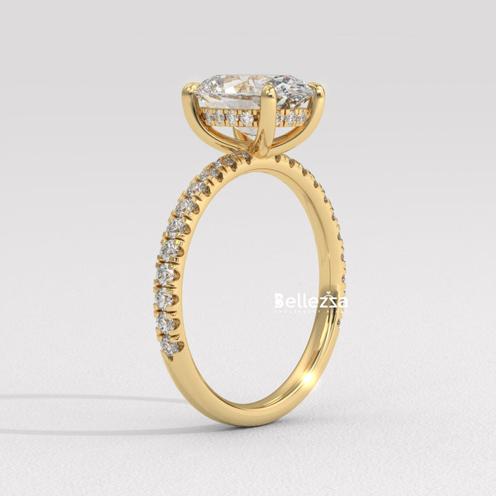 2.0-3.0CT Oval Diamond Pave Setting Lab Grown Engagement Ring