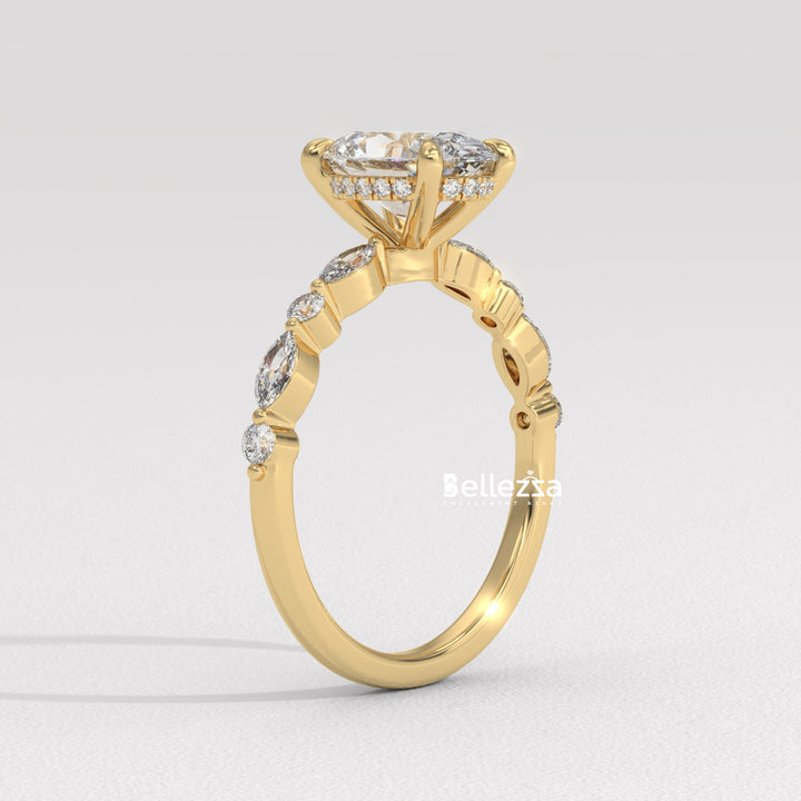2.0-3.0CT Oval Diamond Pave Setting Lab Grown Engagement Ring