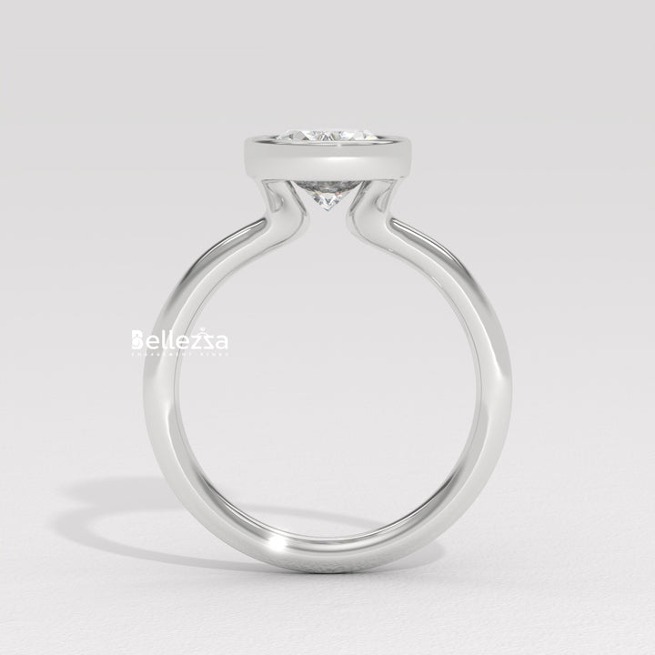 1.50-2.50CT Oval Diamond Bezel Setting Lab Grown Engagement Ring