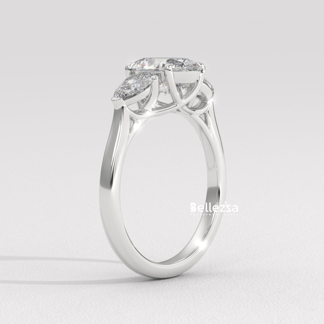2.0-3.0CT Oval Diamond Three Stone Setting Lab Grown Engagement Ring