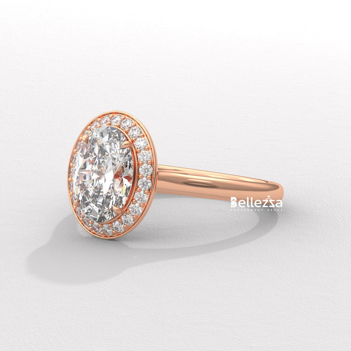1.50-2.50CT Oval Cut Lab Grown Diamond Halo Setting Engagement Ring