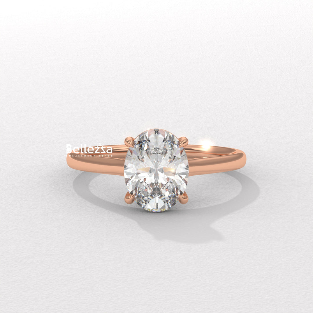1.0-2.0CT Oval Diamond Solitaire Lab Grown Engagement Ring