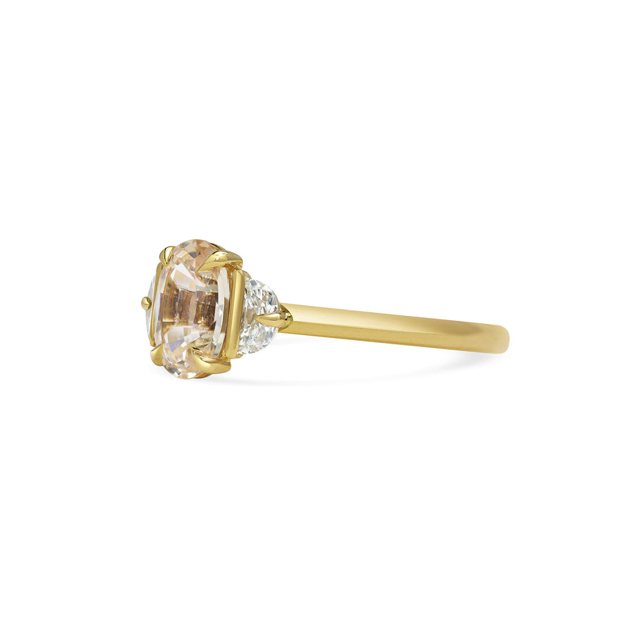1.50CT Peach Sapphire Oval Diamond Three Stone Lab Grown Engagement Ring