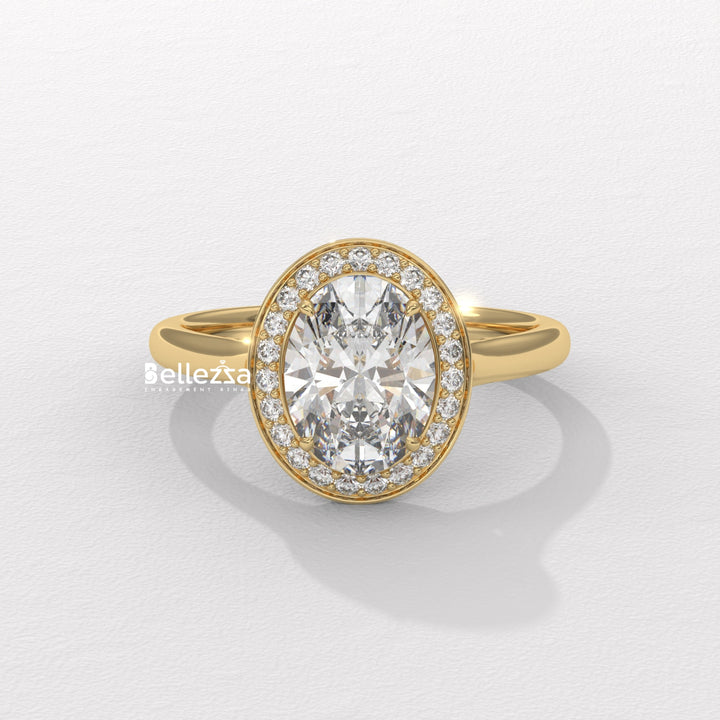 1.50-2.50CT Oval Cut Lab Grown Diamond Halo Setting Engagement Ring