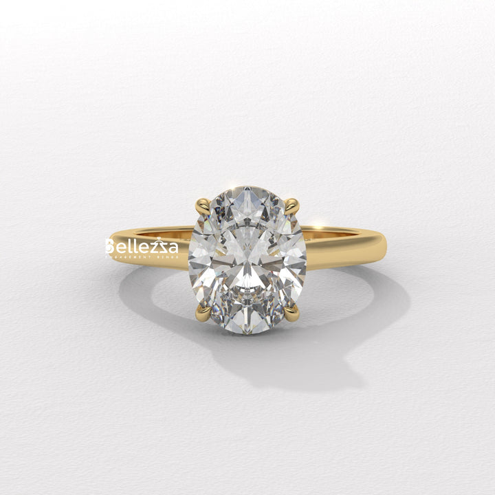 1.50-2.50CT Oval Cut CVD Diamond Hidden Diamond Engagement Ring