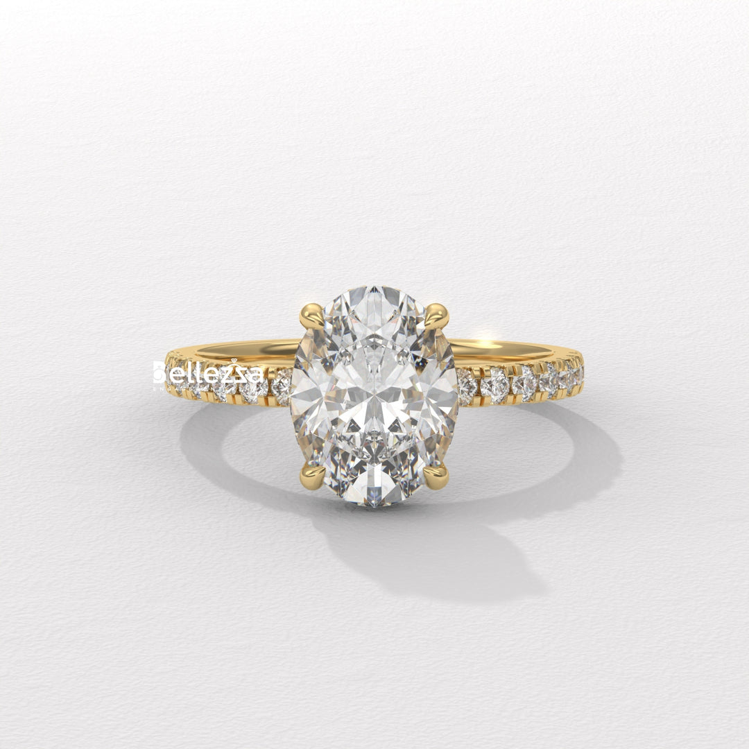 1.50-2.50CT Oval Diamond Hidden Halo Lab Grown Engagement Ring
