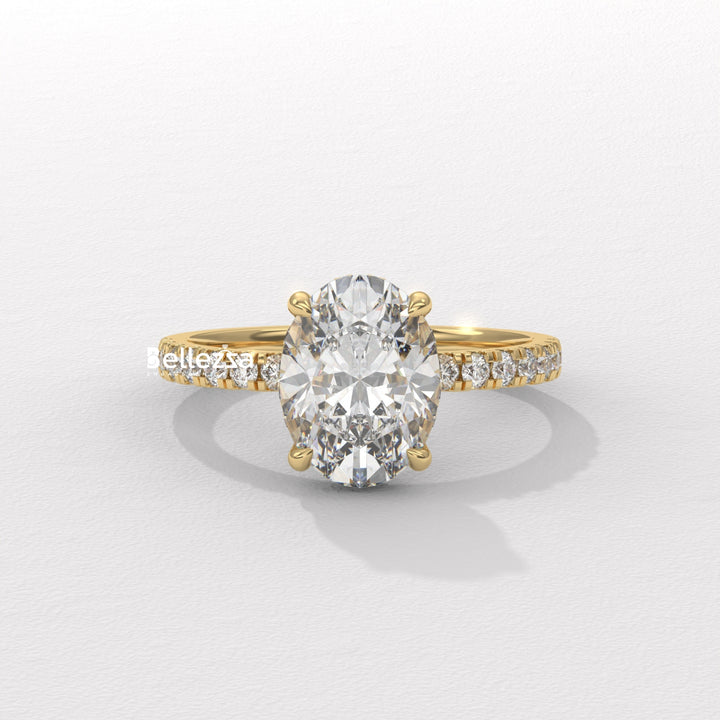 1.50-2.50CT Oval Diamond Hidden Halo Lab Grown Engagement Ring