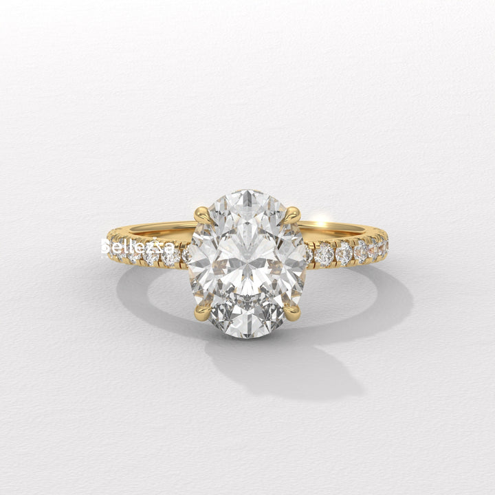 1.50-2.50CT Oval Diamond Pave Setting Lab Grown Engagement Ring
