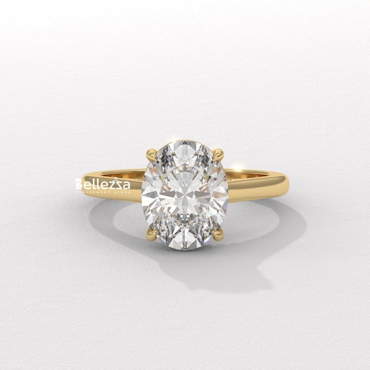 1.50-2.50CT Oval Cut CVD Diamond Hidden Diamond Engagement Ring