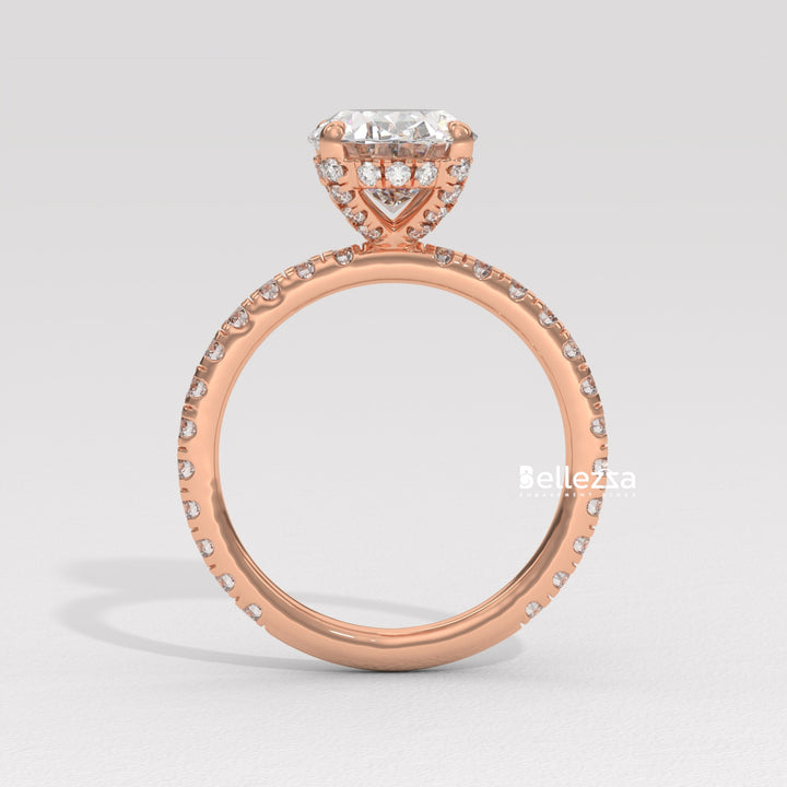 1.50-2.50CT Oval Cut CVD Diamond Pave Setting Engagement Ring