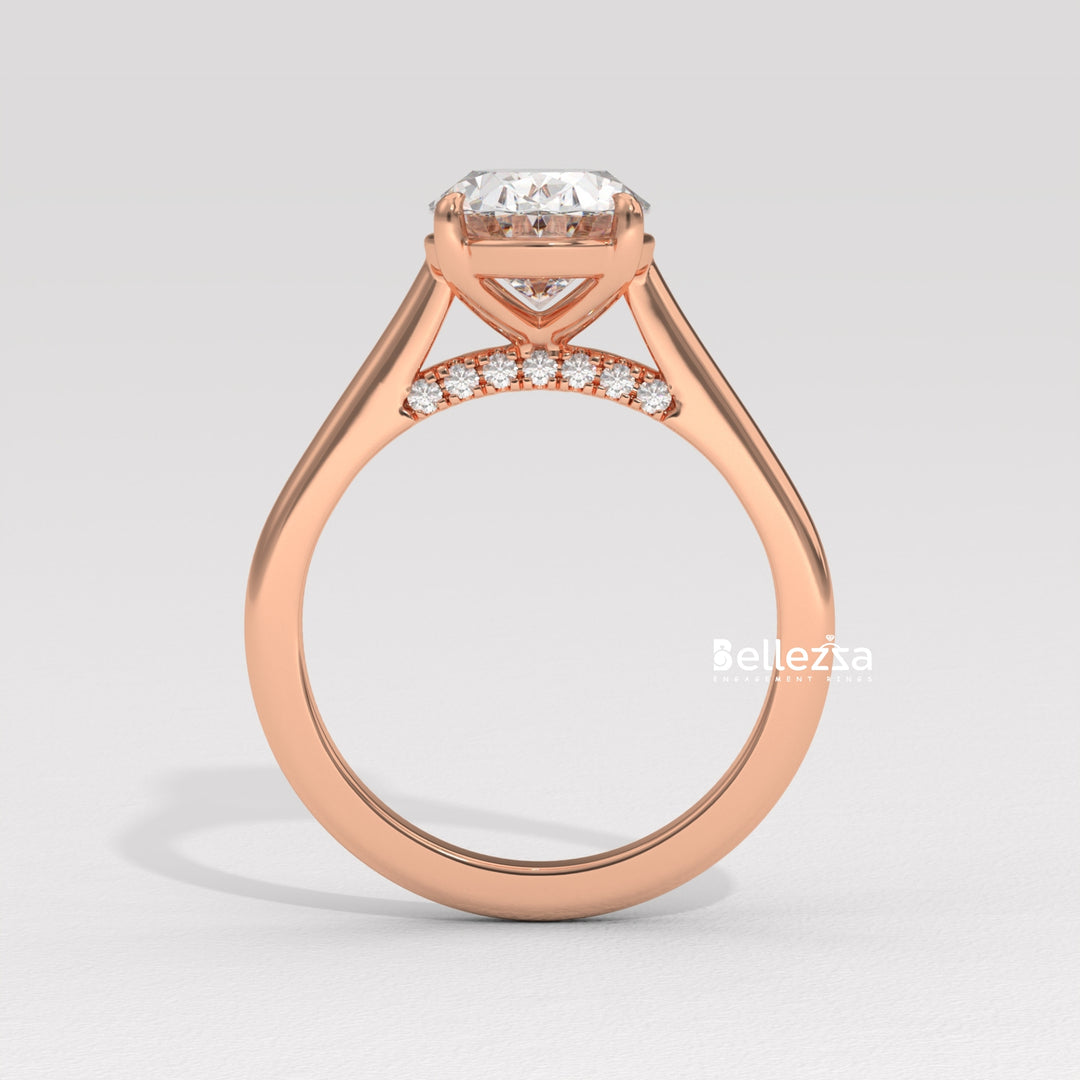 1.50-2.50CT Oval Cut CVD Diamond Hidden Diamond Engagement Ring