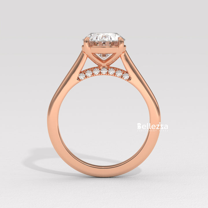 1.50-2.50CT Oval Cut CVD Diamond Hidden Diamond Engagement Ring