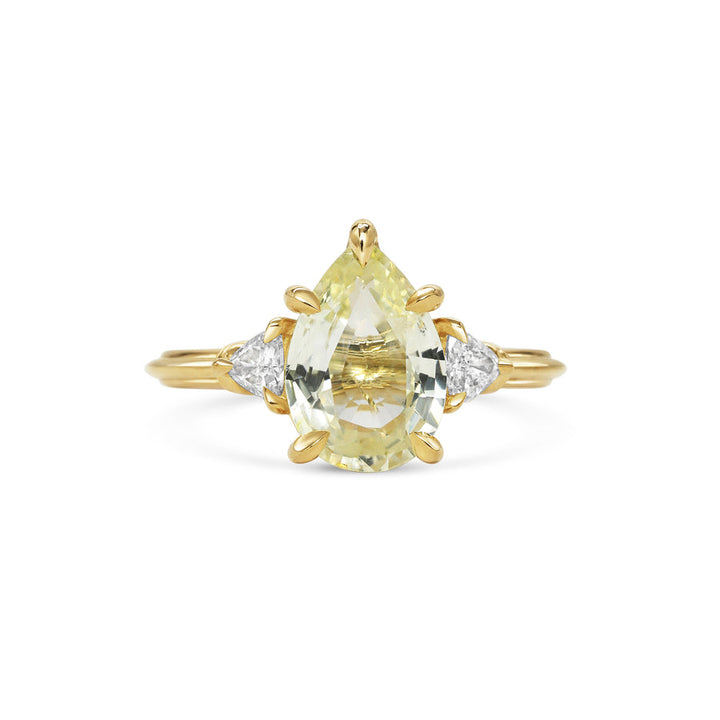 2.50CT Yellow Sapphire Pear Diamond Three Stone Lab Grown Engagement Ring