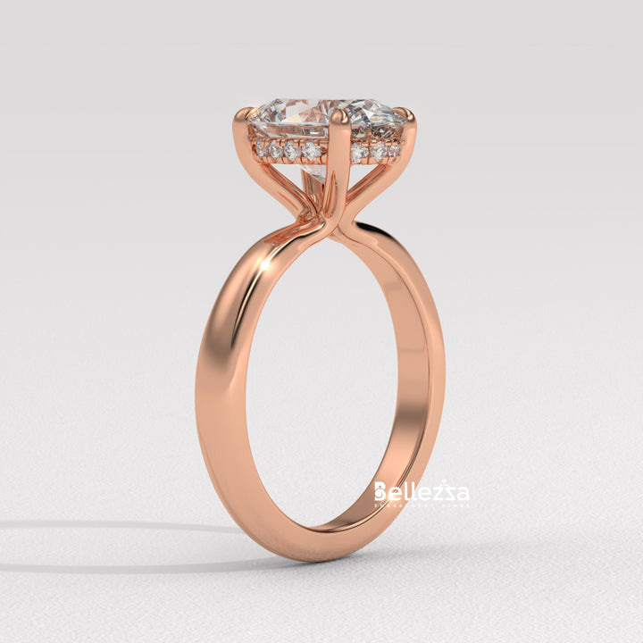 1.50-2.50CT Oval Cut Hidden Halo CVD Diamond Engagement Ring