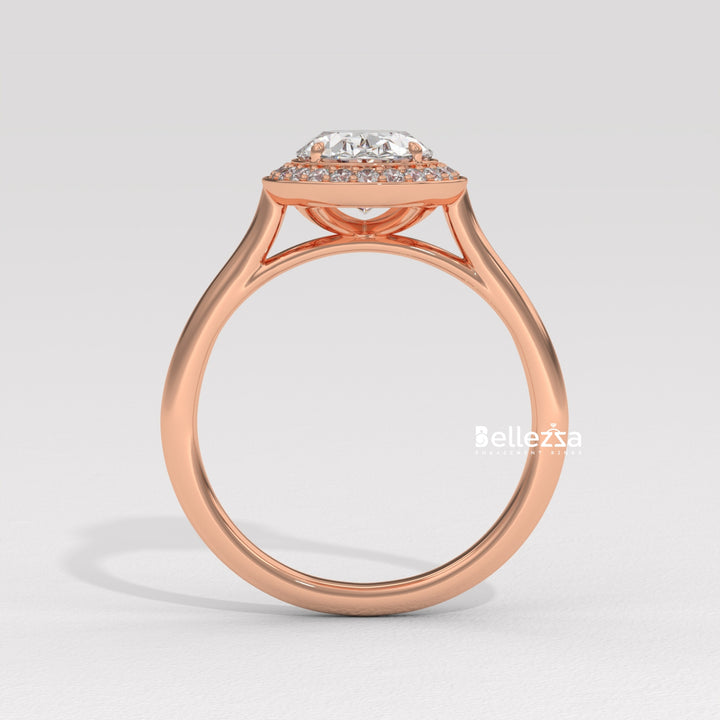1.50-2.50CT Oval Cut Lab Grown Diamond Halo Setting Engagement Ring
