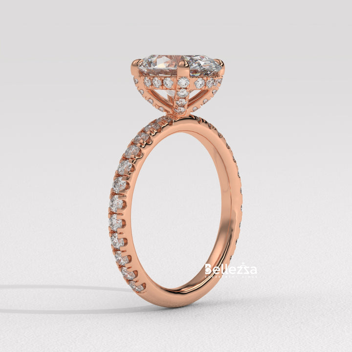 1.50-2.50CT Oval Cut CVD Diamond Pave Setting Engagement Ring