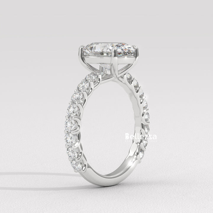 1.50-2.50CT Oval Cut Pave Setting Lab Grown Engagement Ring