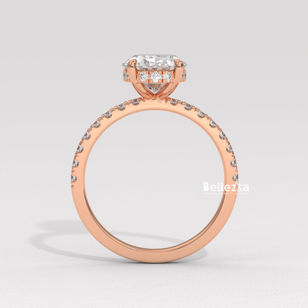 1.50-2.50CT Oval Diamond Hidden Halo Lab Grown Engagement Ring