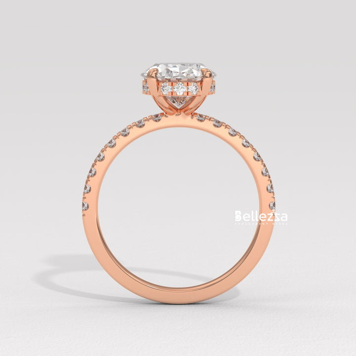1.50-2.50CT Oval Diamond Hidden Halo Lab Grown Engagement Ring