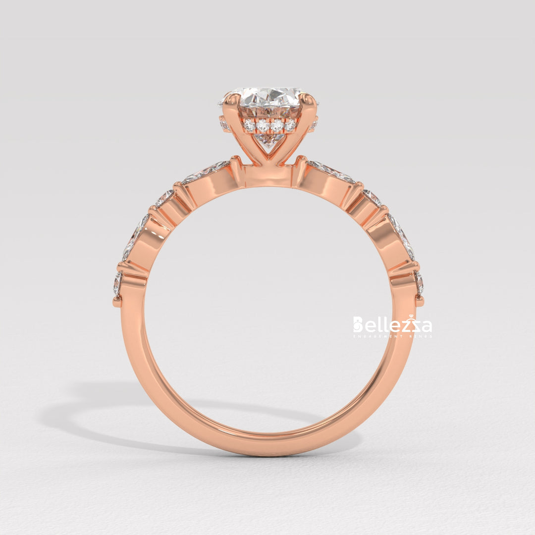 2.0-3.0CT Oval Diamond Pave Setting Lab Grown Engagement Ring