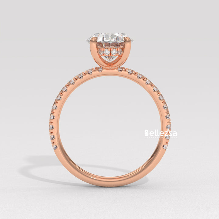 2.0-3.0CT Oval Diamond Pave Setting Lab Grown Engagement Ring
