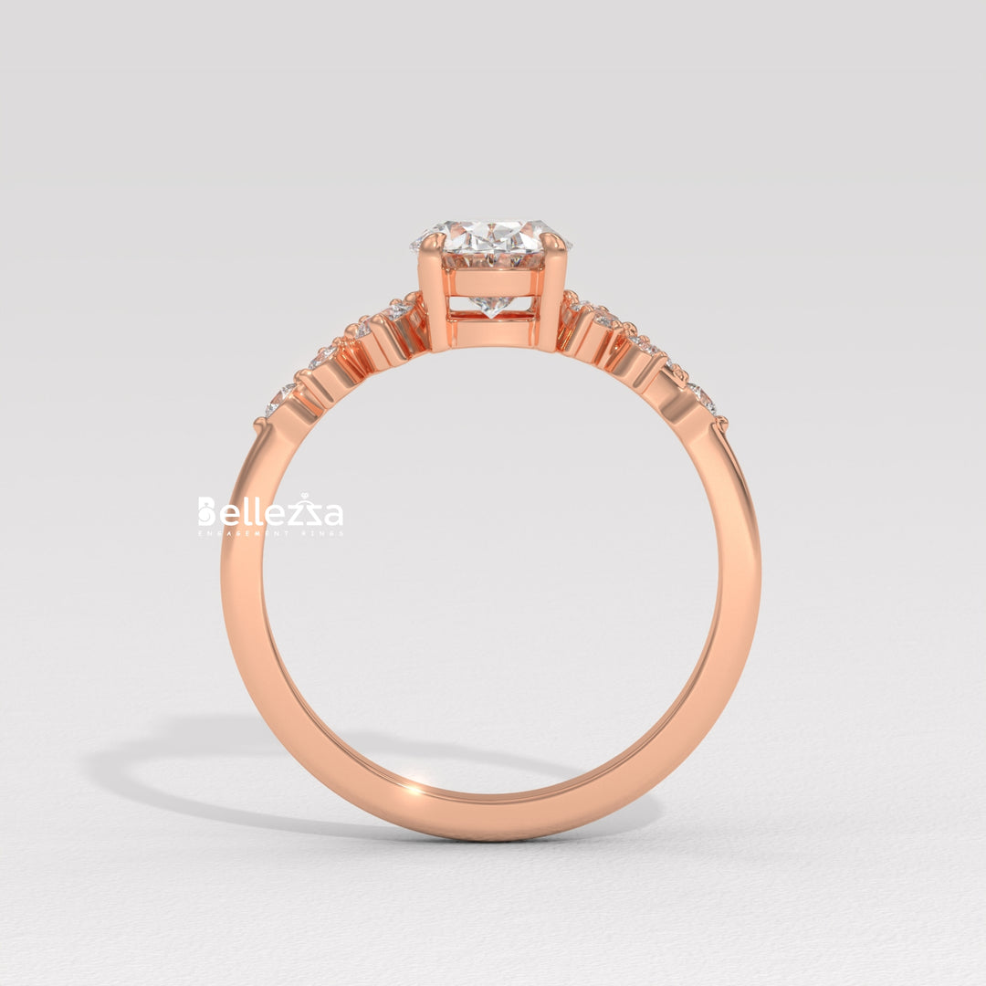 1.50-2.50CT Oval Diamond Cluster Setting Lab Grown Engagement Ring